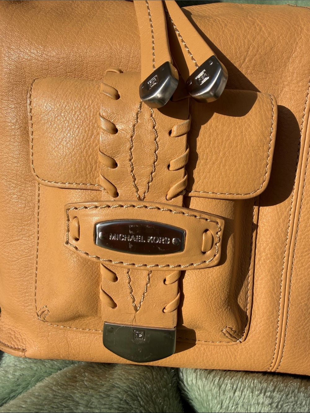 Michael Kors Caramel Tan Leather Shoulder Bag with Braided Handle - Picture 7 of 7